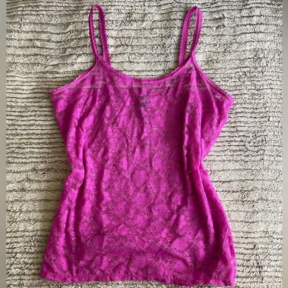 Smart & Sexy Purple Lace See Through Tank Top Size L Mesh Summer Going Out